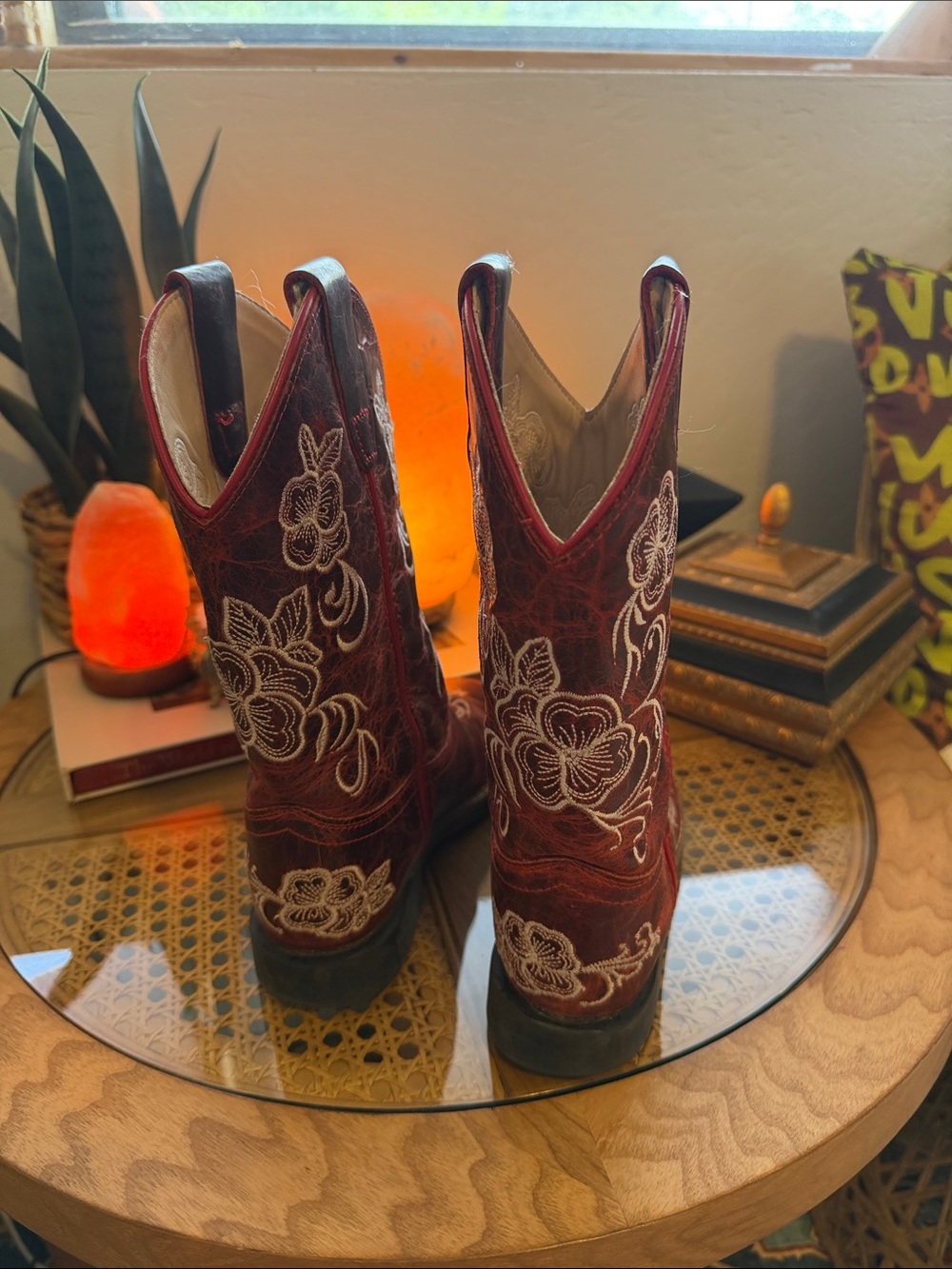 Girls Embroidered Western Cowboy Boots Leather Upper Youth 2 - Picture 5 of 9